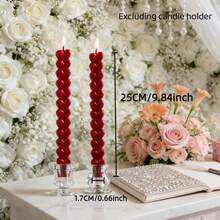 2 Packs Of Nordic-Style Heart-Shaped Candles, Heart-Shaped Long Candles, Ambient Lighting, Photo Props, Cone Candles, Decorative Candles, Suitable For Wedding Decorations, Birthday Party/Banquet Decorations, Candlelight Dinner Candles, Home Decor, Exquisite Gifts, Hotel Restaurant Center Decorations, Women's Gifts, Mother's Day Gifts. - A - View 15
