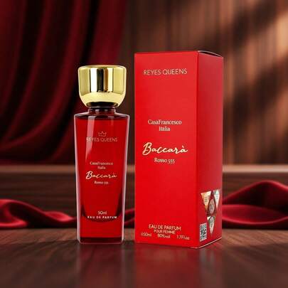 EverlyX Baccara Rosso 555 Reyes Queens Eau de Parfum für Damen, 50 ml – Intensiver und raffinierter blumiger Amberduft – Elegantes Aroma mit Noten von Safran, Jasmin, Ambra und Zeder – Luxuriöses rotes Design ✅ Lieferung in 3-5 Tagen