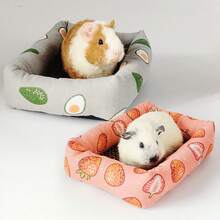 1pc/2pcs S/M Fruit Print Canvas Durable Scratch-Resistant Hamster Nest Mat, Not Machine Washable, Suitable For Small Pets Squirrel Chinchilla Sleeping Bed, All Season - Multicolor - View 21