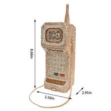Women Funny Cellphone Shape Rhinestone Clutch Purse Cute Crystal Handbag Novelty Diamond Evening Bag For Party Prom - 紅色 - 查看 2