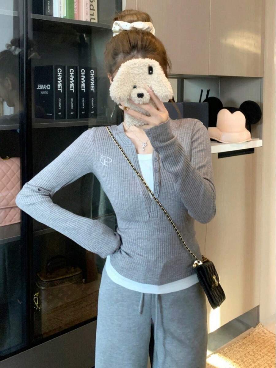 Women Tops - Grey - View 1