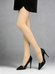 女士杏色时尚连裤袜 - 不透明且富有弹性，经典裸色打底裤，打造日常时尚休闲风格 - 杏色 - 查看 4