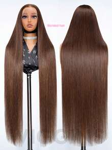 40 Inch 13x6 13*4 5*5 HD Chocolate Brown Bone Straight Lace Front Wigs Human Hair Blended 13x4 Brazilian Transparent Lace Frontal Wig For Women Remy Hair Blended Preplucked With Baby Hair - Brown - View 2