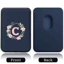 Slim Magnetic Wallet Elastic Magsafe Cardholder Magnet Phone Bag Cover Built In Magnet Designed Cellphone Credit Card Holder Compatible With Apple 16 15 Pro Max Android A-Z Wreath Pattern - Teal Blue - View 29