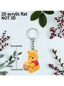 Móc khóa 2D phẳng 'Winnie và Honey' | Dễ thương, làm từ acrylic bền, đồ trang trí Giáng sinh được cấp phép chính thức, thích hợp cho xe hơi, túi xách. - Nhiều màu - Xem 4