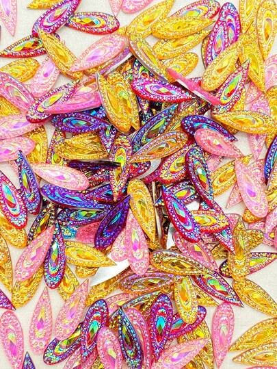 100pcs/Pack Teardrop Resin Rhinestones, DIY Decoration For Clothing, Shoes, Bags