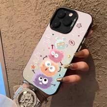 Minimalist IMD Case With Colorful Silver Finish, Compatible With Various Phone Models - Bolita Negra Divertida - Rosa - 查看 3