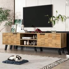 Modern TV Cabinet With 2 Doors And 2 Open Compartments – 160.5 X 35.5 X 45 Cm - Wood - View 1