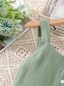 Left Mama Girls' Elegant Sweet Bowknot Backless Camisole Dress, Suitable For Beach & Holiday In Summer - Army Green - View 4