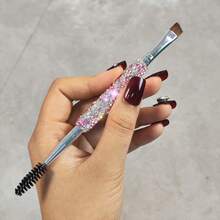 Luxury Rhinestone Dual-Ended Eyebrow Brush With Spoolie, Angled Brow Powder And Mascara Wand Tool, Precision Slanted Makeup Brush For Brow Shaping And Lash Styling - Diamond - View 12