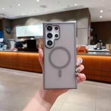 适用于三星 Galaxy A07 A17 S25 FE S24 S23 S22 S21 Ultra Plus A16 A56 A36 A55 A35 的磁吸式无线充电保护壳，磨砂防摔透明硬质后盖 - 灰色 - 查看 8