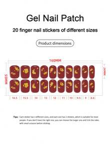 20片透明底甲贴，需UV灯固化，沙龙级品质，经久耐用，跨境批发同款红色书本形甲贴，适用于指尖。 - 紅色 - 查看 4