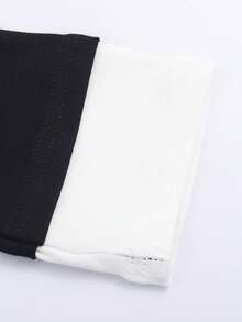 Colorblock Long Sleeve T-Shirt, Suitable For Spring And Autumn Casual - Black and White - View 5
