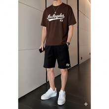 Los Angeles Casual Streetwear Set, 100% Cotton - 鏽棕色 - 查看 1