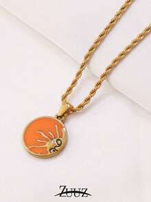 1pc 18K Gold Plated Stainless Steel Colorful Sun Charm Necklace For Women Fashion Female Jewelry Gifts - necklace - View 11