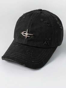 1顶男女通用复古做旧Y2K千禧星系标志棒球帽，户外遮阳帽，百搭休闲街头风弯檐帽，适合日常佩戴 - A - 查看 2