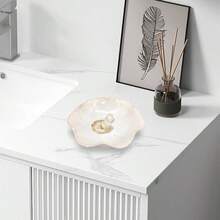 Ceramic Jewelry Dish, Leaf Tray, Key Holder, Small Ring Dish, Plate, Trinket Catchall, Nightstand Decor Entryway Table, Room Decor - 4.3 Inches + White - View 4