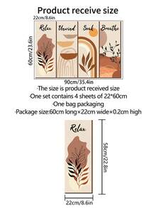 4pcs/Set Leaf & Letter Graphic Wall Sticker, Modern PVC Abstract Line Print Wall Decal For Home Decoration,Posters,Stickers,Wall Art,Spring Decoration Items Refresh Your Home,Rama Decoration Stickers Gifts Birthday Graduation Kitchen Decor - Multicolor - View 7