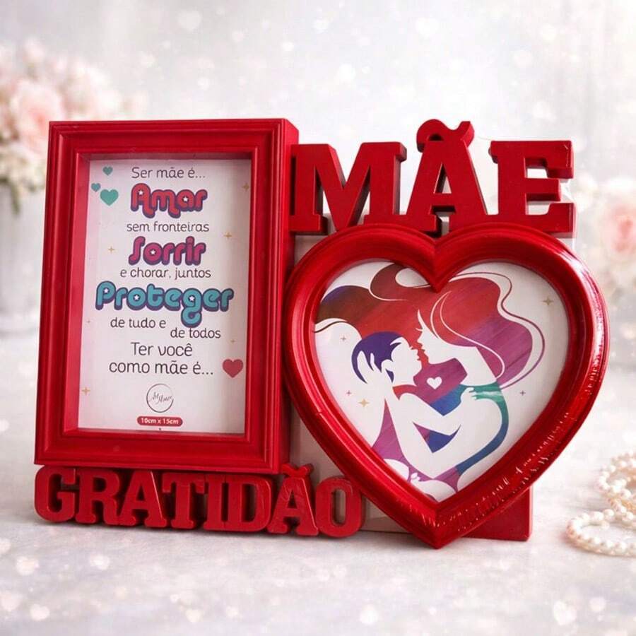 Photo Frame - Gratitude And Tribute To Mothers - Mother's Day - Heart Shape - Rojo - Ver 1
