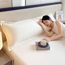 1件纯色柔软装饰枕套,情侣枕套,双人枕套,素色长款枕套,多种尺寸可选,适用于家庭、酒店、度假,装饰拉链,不含枕芯,可拆卸,可机洗,方便携带 - 奶油白 - 查看 4