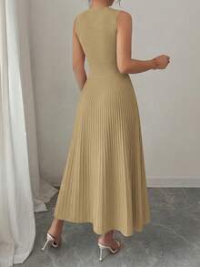 PRETTYGARDEN Women's Summer Dresses Casual  Business Work Midi Sleeveless A Line Pleated Evening Elegant Dresses Cocktail Wedding Guest Graduation Dress Camel Dresses For Women - 駝色 - 查看 2