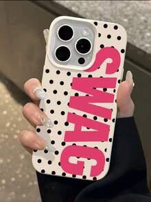 1个波点文字UV印刷皮革质感手机壳，适用于 17-11 Pro Pro Max Plus，适合各种场合的礼物 - 多 - 查看 1