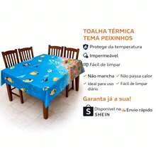 Toalha Térmica de Mesa Tema Peixes – Impermeável, Decorativa e Resistente - Azul - Visão 3