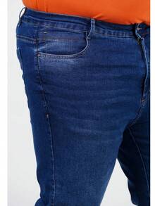 Men's Plus Size Slim Fit Jeans, Sizes 56, 58, 60, Lycra, Cotton And Elastane, Denim Blue - 藍色 - 查看 3