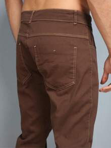 Estone Men's Skinny Jeans With Elastane - Coffee Brown - View 5