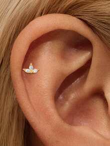 1 chiếc khuyên tai bạc 925 hình bướm dễ thương đính đá Cubic Zirconia, kiểu dáng phẳng, thích hợp cho nữ, đeo hàng ngày, hẹn hò, đi nghỉ mát, dự đám cưới, dự tiệc, làm quà tặng ngày lễ. - Vàng - Xem 5