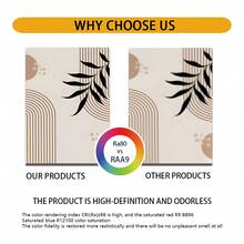 三件套极简波西米亚风墙饰——黑白抽象植物图案，可选择带框或不带框，打造卧室、办公室或客厅的禅意画廊墙 - 彩色 - 查看 4