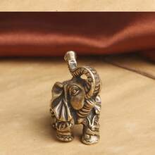 2pcs Antique Brass Feng Shui Elephant Figurines, Desktop Decor, Tea Table Ornament, Home Accessory, Vintage Bronze Collectible - Multicolor - View 5