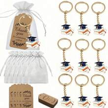 15Pcs/Set Graduation Hat Keychain Number Pendant Keychain, Suitable For Graduation Souvenir Gifts - Multicolor - View 3