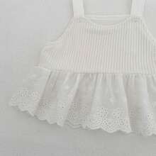 Summer New Baby Clothes, Fashionable Baby Girl Lace Shoulder Top + Bubble Shorts, Cute Versatile 2 Pieces Set - White - View 9