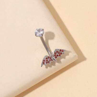 1件时尚钛金蝙蝠肚脐环，适合日常佩戴