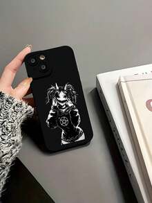 Creepy Anime Demon In Black And White. This Stylish Phone Case Is Compatible With Samsung, Apple, , , , Transsion, ,  And Honor. Made Of TPU Silicone, It Offers Shock And Drop Protection And A Superior Feel. It's An Ideal Gift For Family, Friends, And Loved Ones, And A Perfect Choice For Valentines Day And Year's Gift. - 黑色 - 查看 6