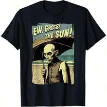 Ew, Gross! The Sun! Vampire At The Sunny Beach Summer Goth T-Shirt - Black - View 1