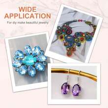 MECCANIXITY 24Pcs Oval Pointed Back Rhinestone, 6 X 8mm Oval Faceted Glass Rhinestone Gems Pointed Back Faceted Glass Beads For Nail DIY Jewelry Making Crafts Shoes Crystal, AB Crystal Purple - ColorT - 查看 5