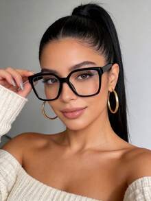 1副女士休闲经典方形优雅透明眼镜，适合日常驾驶、露营、钓鱼、返校季及其他场合。 - 無色 - 查看 14