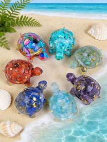1/3/6/12pcs Multi-Color Crystal & Resin Sea Turtle Decorations - Healing Gemstone Pocket Decor, Suitable For Home Living Room Bedroom Office Aquarium Ornaments - Sea Turtles - View 4