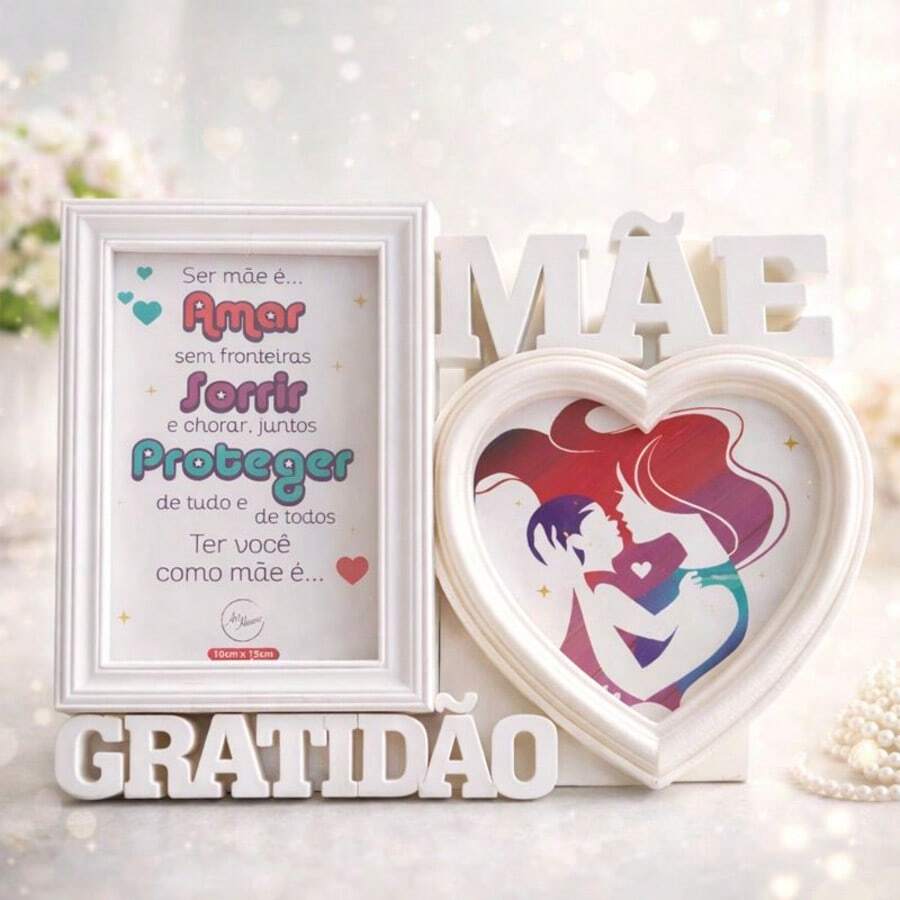 Porta Retrato Gratidão Homenagem às Mães - Dia Das Mães - Formato Coração