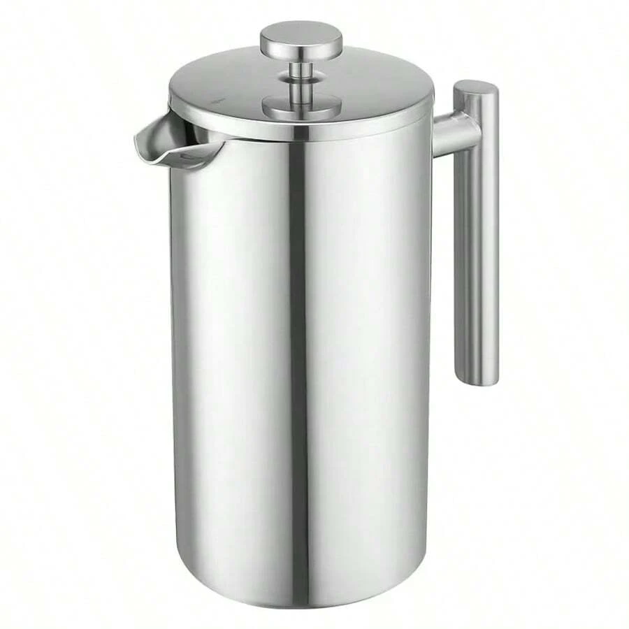 1000ML French Press Stainless Steel Coffee Tea Filter Maker Plunger Pitcher - Silver - View 1