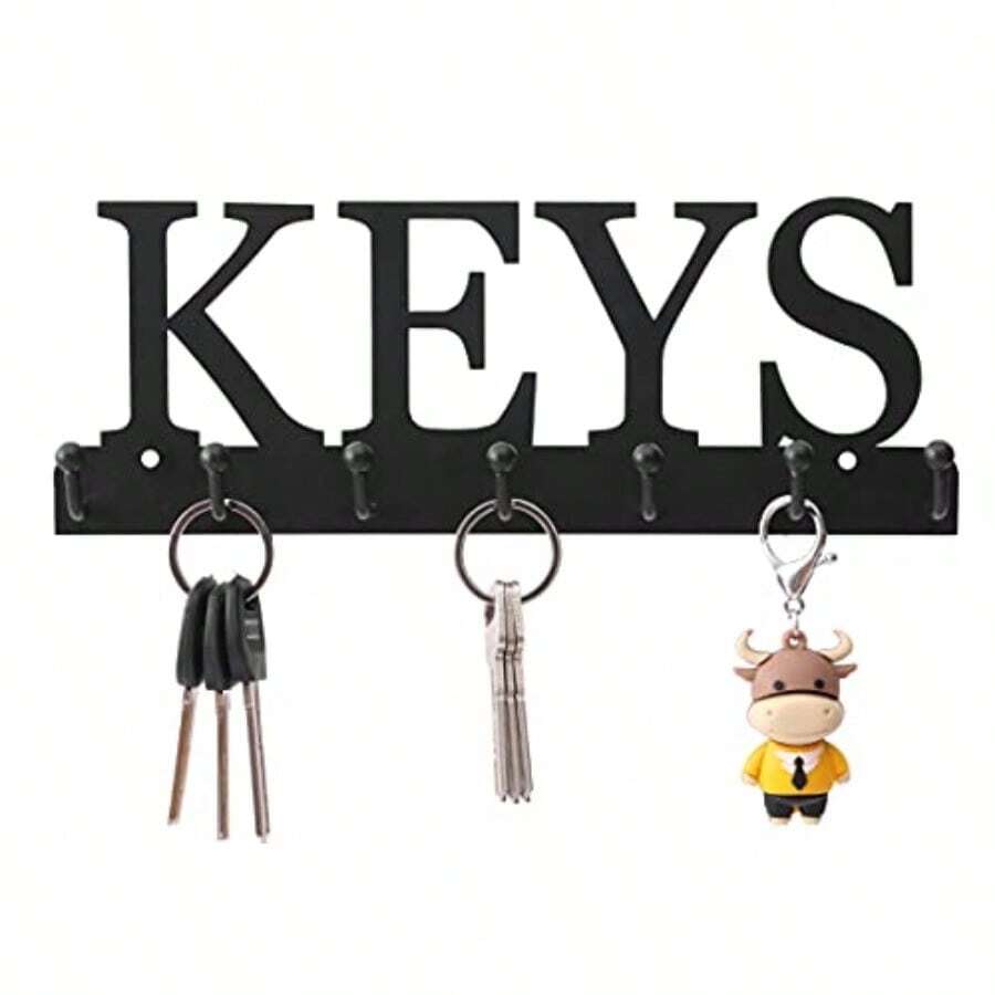 Key Older  Mounted Key Ooks   Rative Wit 7 Ooks Black Metal Key Organizer Rack Anr  Entryway Front Door Allway Office 0X3.7 Inces - Black - View 1