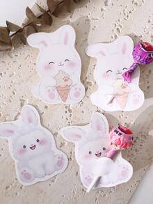 A Pack Of 40 Rabbit Lollipop Card Ideal For Party Favors, Elegant Paper Gift Bags For Easter Festival - متعدد الألوان - مشاهدة 5