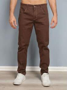 Estone Men's Skinny Jeans With Elastane - Coffee Brown - View 4