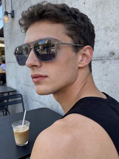 Women Men Gray Polarized Retro Aviator Sunglasses, Classic Metal Frame Fashion Glasses For Big Broad Faces, Summer Holiday Essential Vintage Shades For Cycling Fishing Driving Beach Travel