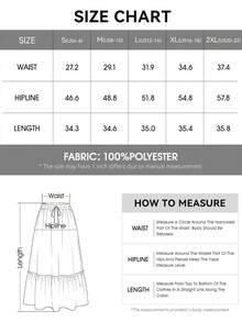 Women Floral Boho Elastic High Waist Flowy Tiered A-Line Maxi Skirt Spring Summer Holiday Beach Vacation Long Skirts With Pockets - 黑色紅色花 - 查看 5