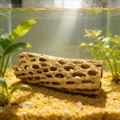 Imitation Driftwood Shrimp House, PVC Aquarium Hiding Place | Shrimp Habitat, Suitable For Freshwater Fish Tank | , Non-Rotting Aquarium Decor | For Shrimp, Betta Fish, Snails And Fry | Easy To Clean Aquarium Landscape Accessory