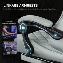 HLDIRECT Gaming Chair With Massage Lumbar Pillow, Breathable Felt Fabric, 90-135° Reclining, Linkage Armrests, Footrest, Ergonomic Office Chair For Adults - Màu xanh nhạt - Xem 7