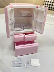 1pc Realistic Mini Double Door Refrigerator Model, Boxed Packaging, Includes Detailed Kitchen Scene, Suitable For Creative Toys, Household Items Models, Collectibles, Made Of High-Quality ABS Plastic, 3 Color Options Available - Multicolor - View 5